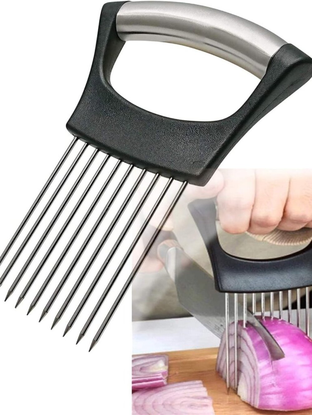 Stainless Steel Onion Holder for Slicing,Onion Slicer Holder,Kitchen Gadget
